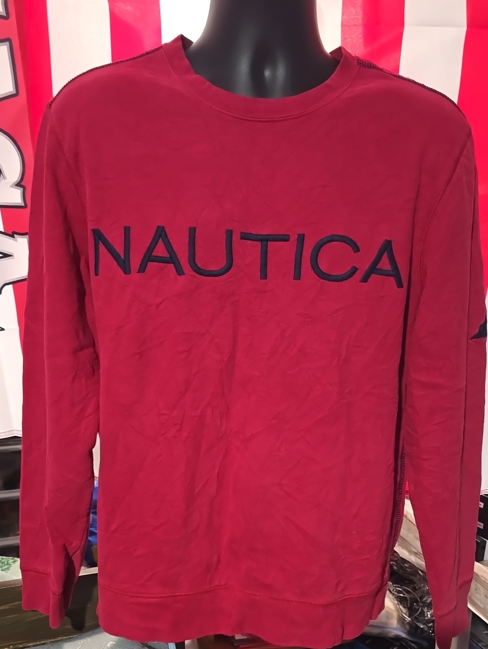 Nautica Red Long Sleeve Logo Tee